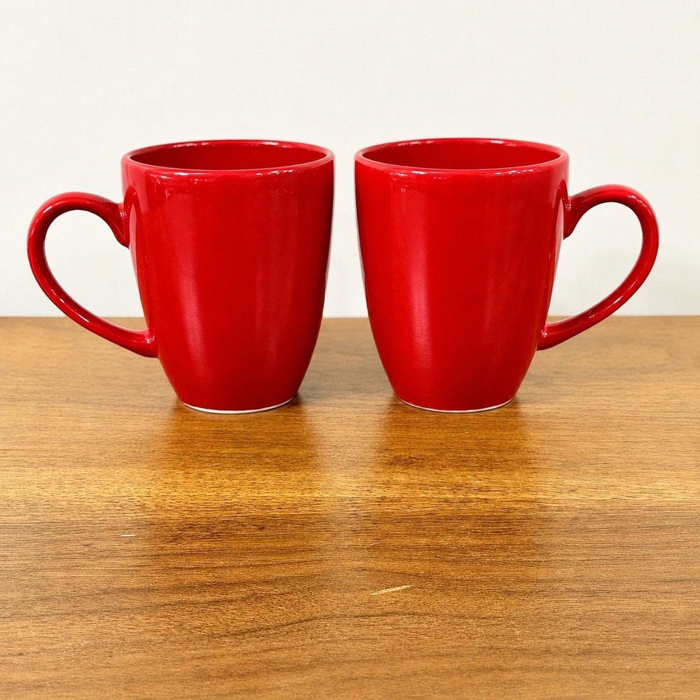 Waechtersbach Fun Factory Red Ceramic Coffee Mugs Set of 2 Germany 10 Oz.